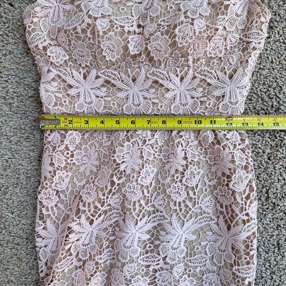 BISOU BISOU M. BOHBOT Pink Lace Overlay Midi Floral Sleeveless Sheath Dress Sz 2 - Picture 16 of 16